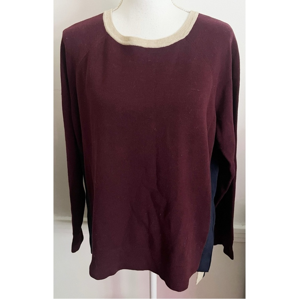 J. Crew • Burgundy Navy Color Block Sweater